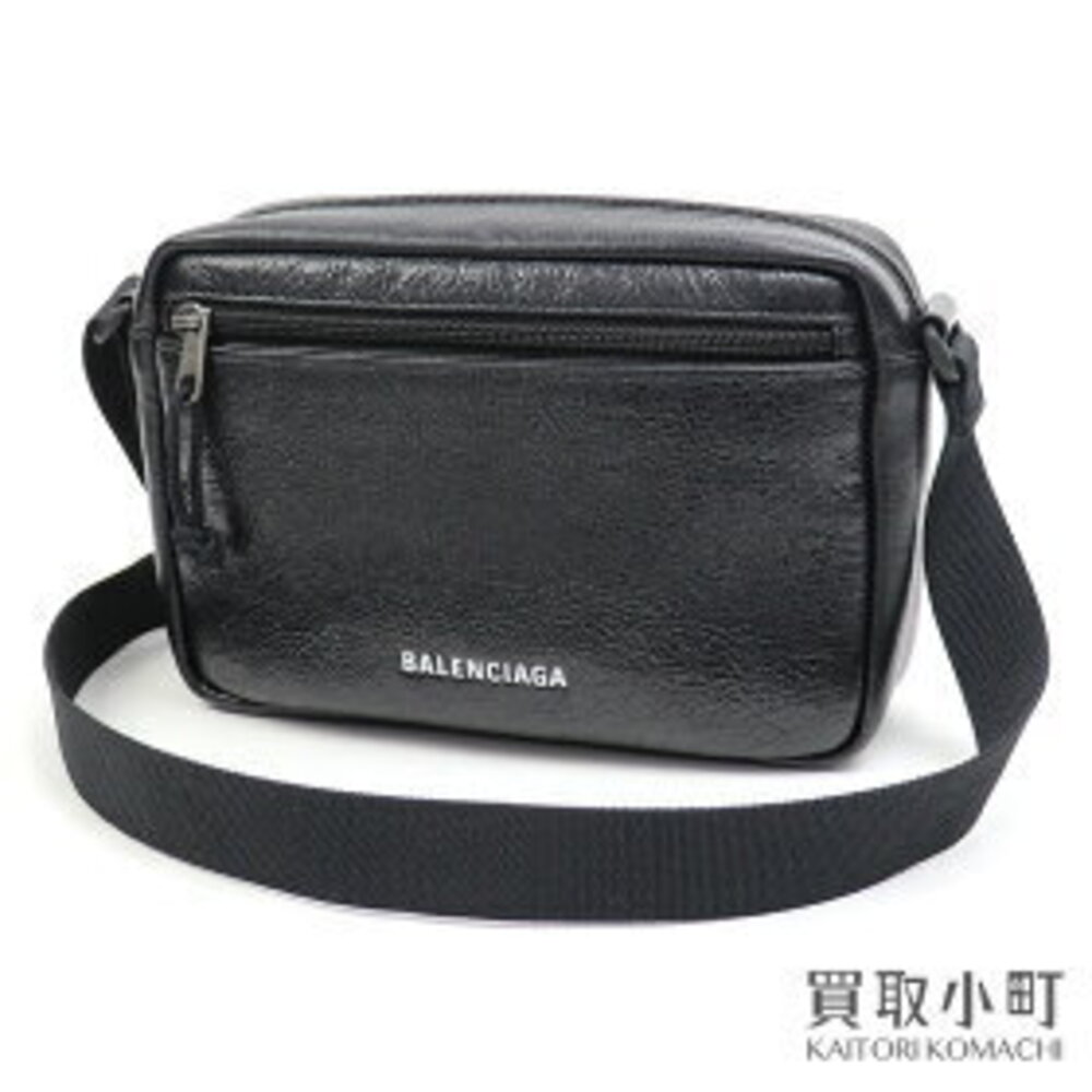 Balenciaga Explorer Leather Shoulder Bag Black Arena Lamb